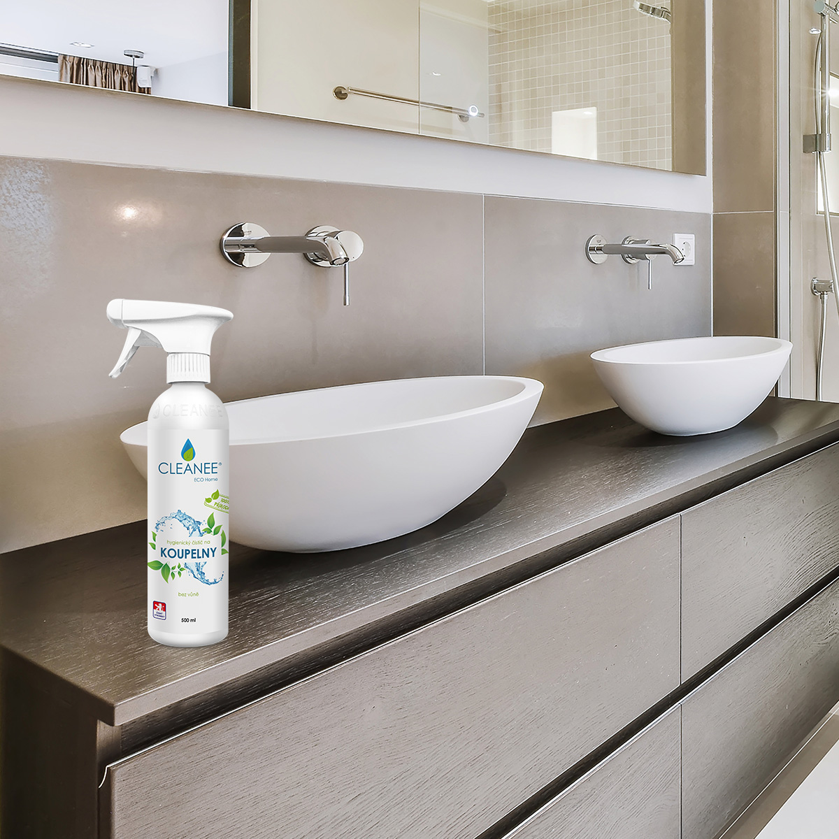 Přírodní čistití prostředek na koupelny s dlouhodobým hygienickým účinkem.