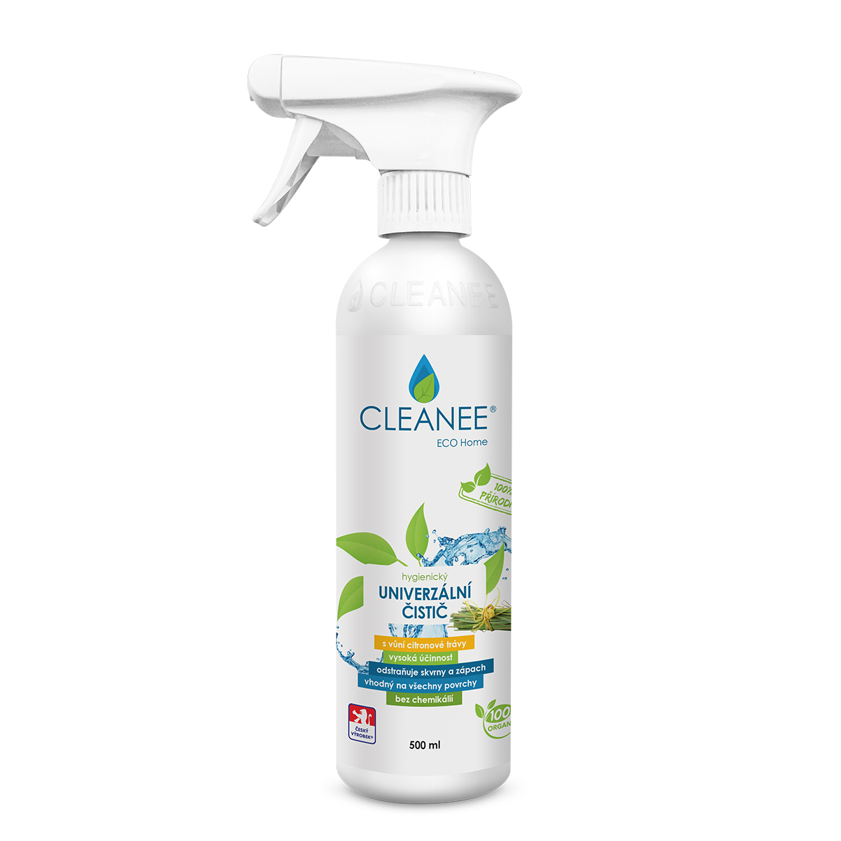 CLEANEE EKO hygienický UNIVERZÁLNÍ čistič s vůní CITRONOVÉ TRÁVY 500ml