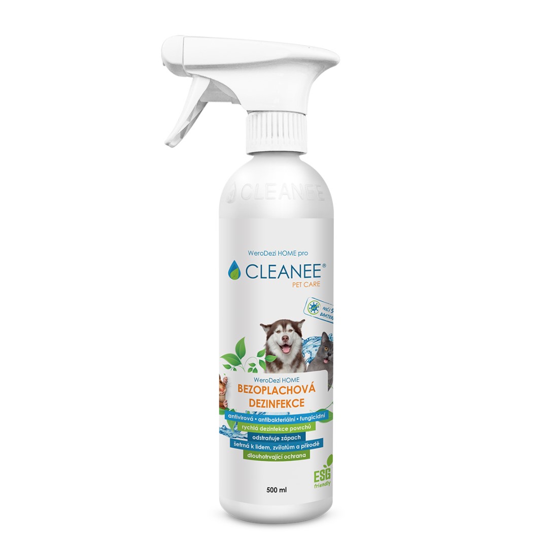 Lahev bezoplachové dezinfekce povrchů WeroDEZI HOME pro CLEANEE PET CARE 500 ml