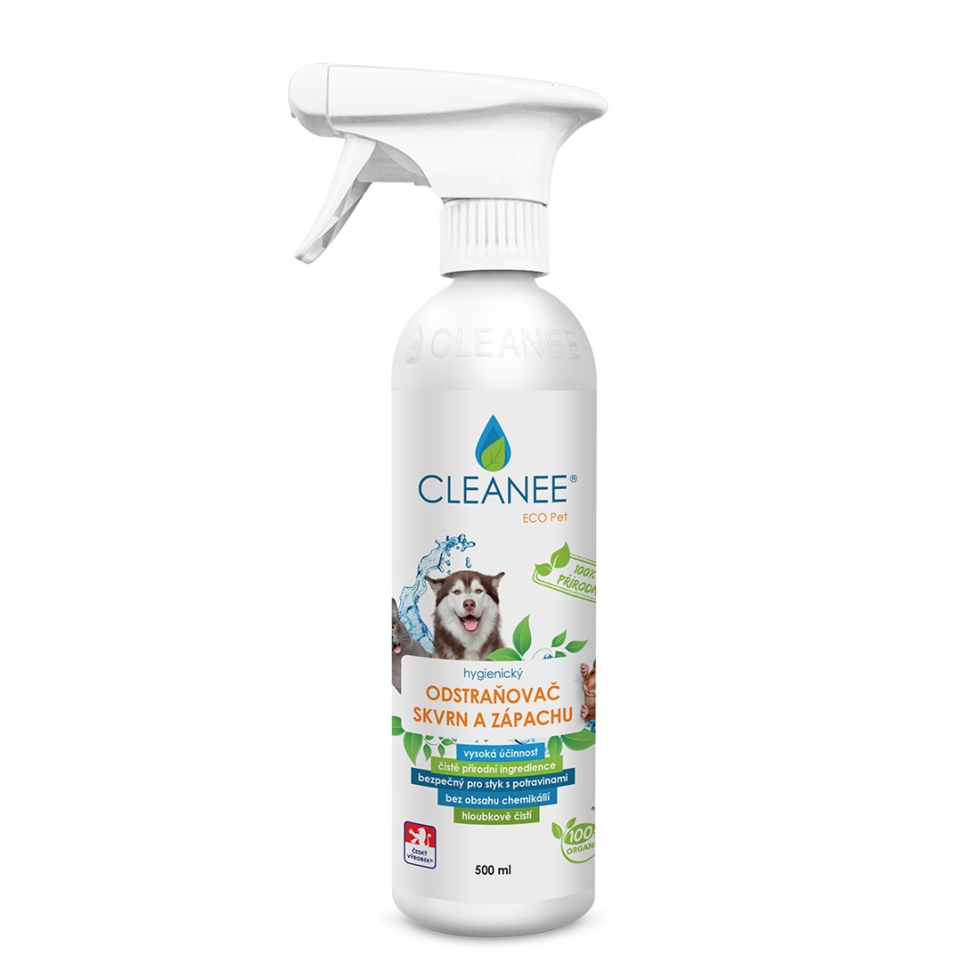 Odstraňovač skvrn a zápachu CLEANEE PET CARE bez vůně ve spreji 500 ml