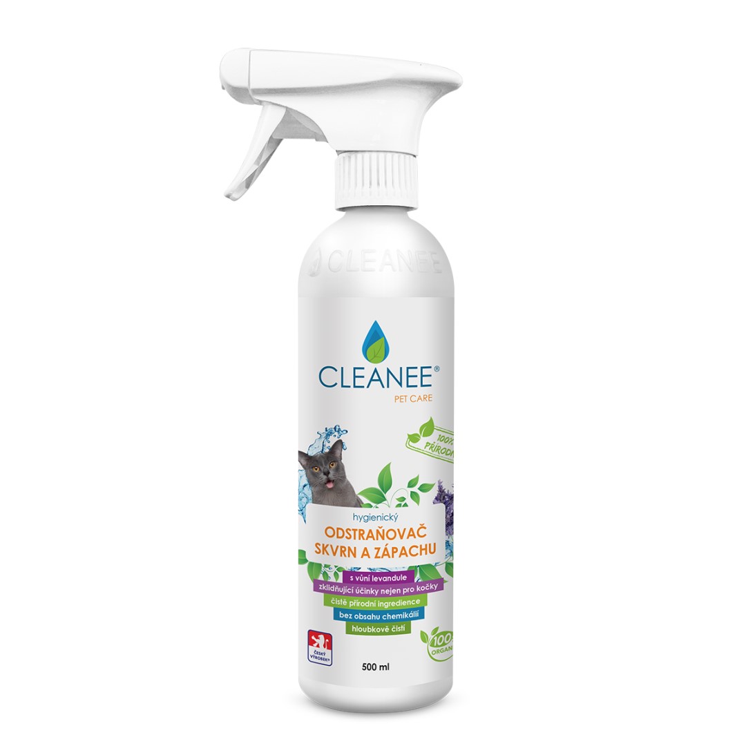 Odstraňovač skvrn a zápachu CLEANEE PET CARE s vůní levandule ve spreji 500 ml